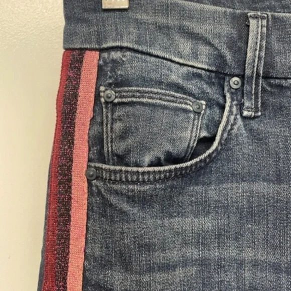 MOTHER High Waisted Looker Jeans Here Kitty Kitty Glitter Racer - Picture 4 of 13